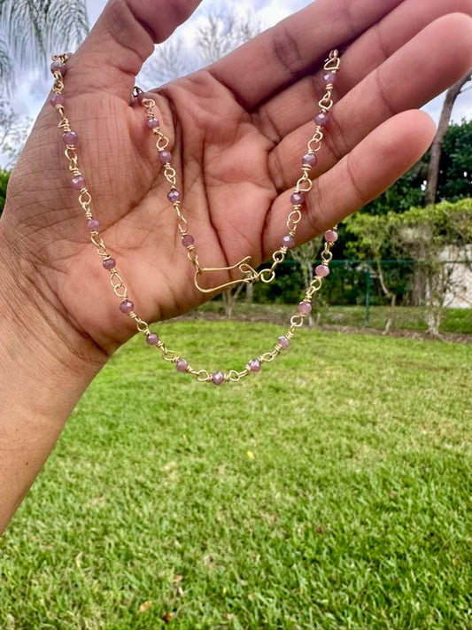 Dark Purple Crystal & Brass Chocker