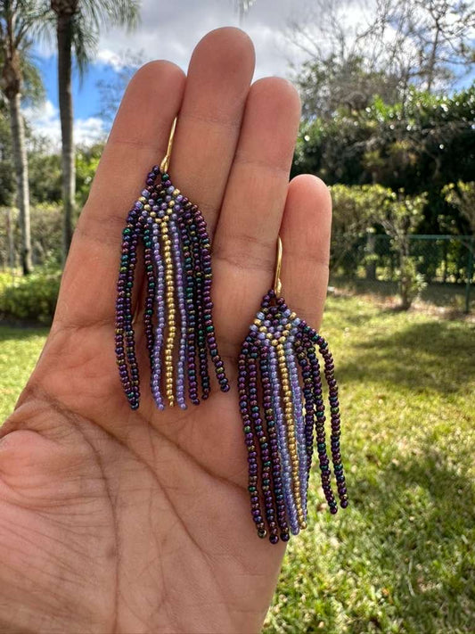 Brass+ metallic purple earrings