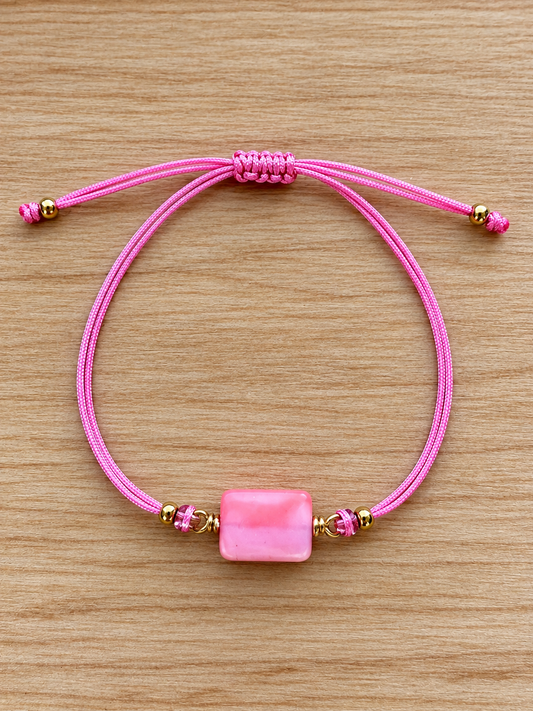Handmade Pink Mother of Pearl Adjustable Bracelet with Copper Wire