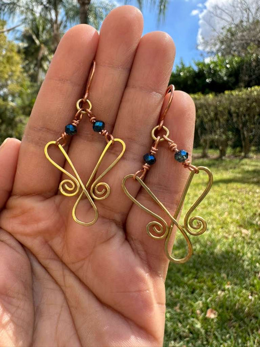 Copper+ Brass Twilight Butterfly earrings
