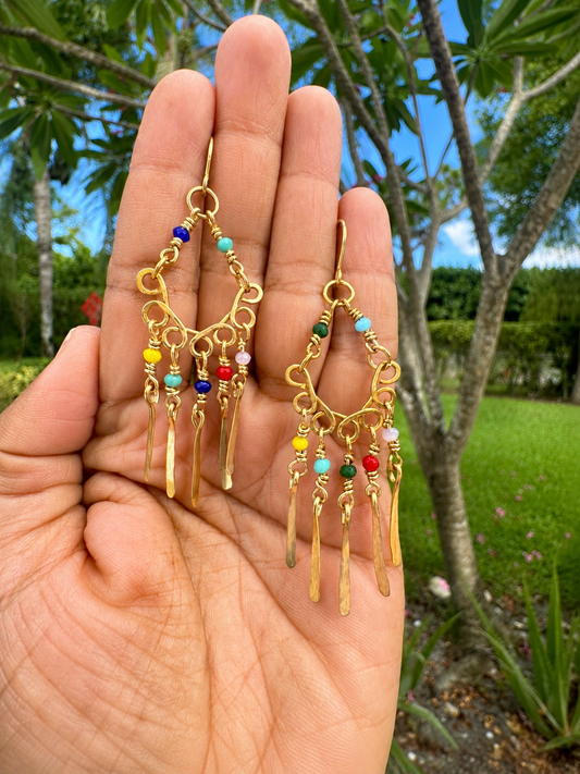Golden Mosaic Fringe Earrings