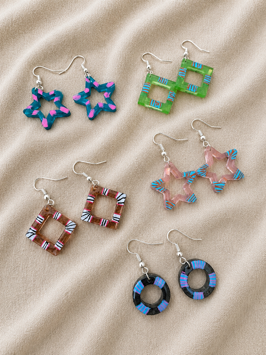 5 pairs for $10 Random Handmade Resin Earrings