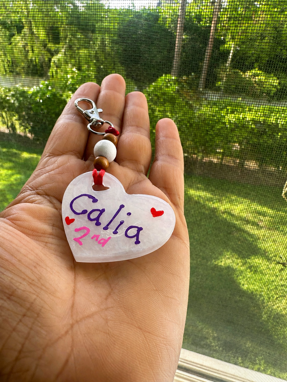 $5 each..🩷Personalized Resin Heart Keychains🩷