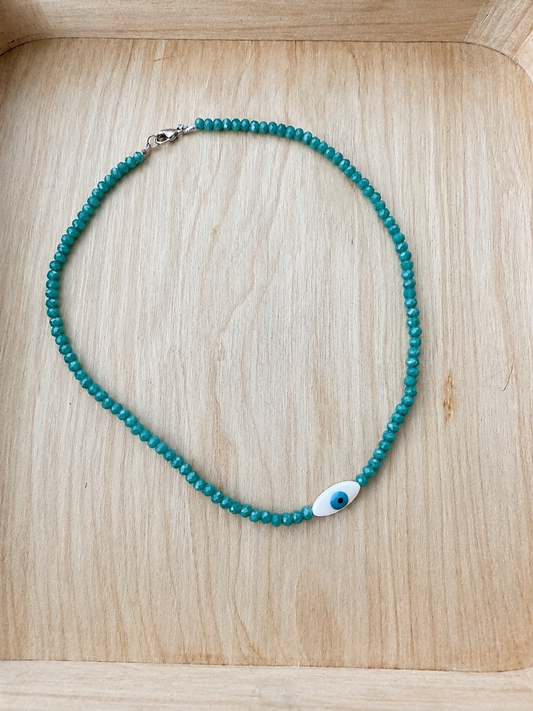 Teal Serenity Evil Eye Necklace