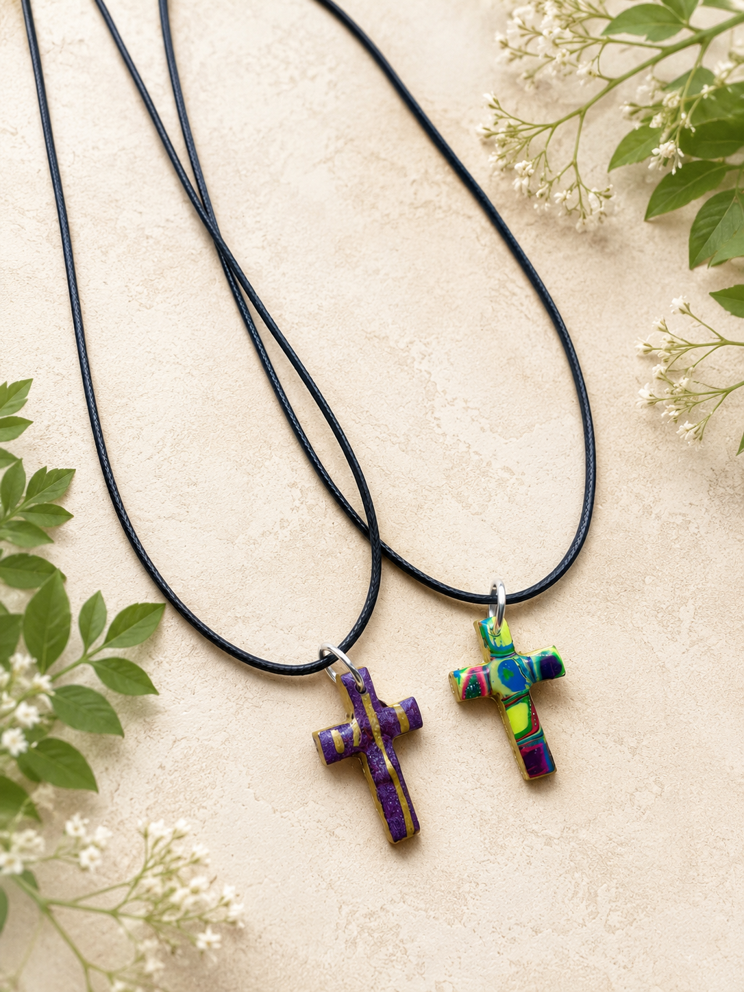 2 for $5 Polymer Clay Cross Necklace Set