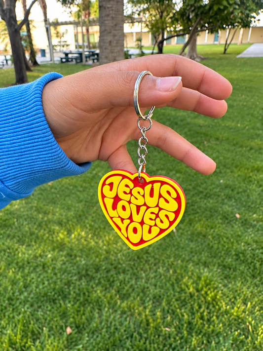 ❤️ Jesus Loves You Heart Keychain – 3D Printed