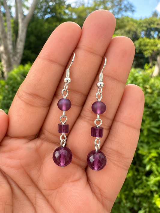 💜 Purple Twilight Beaded Drop Earrings