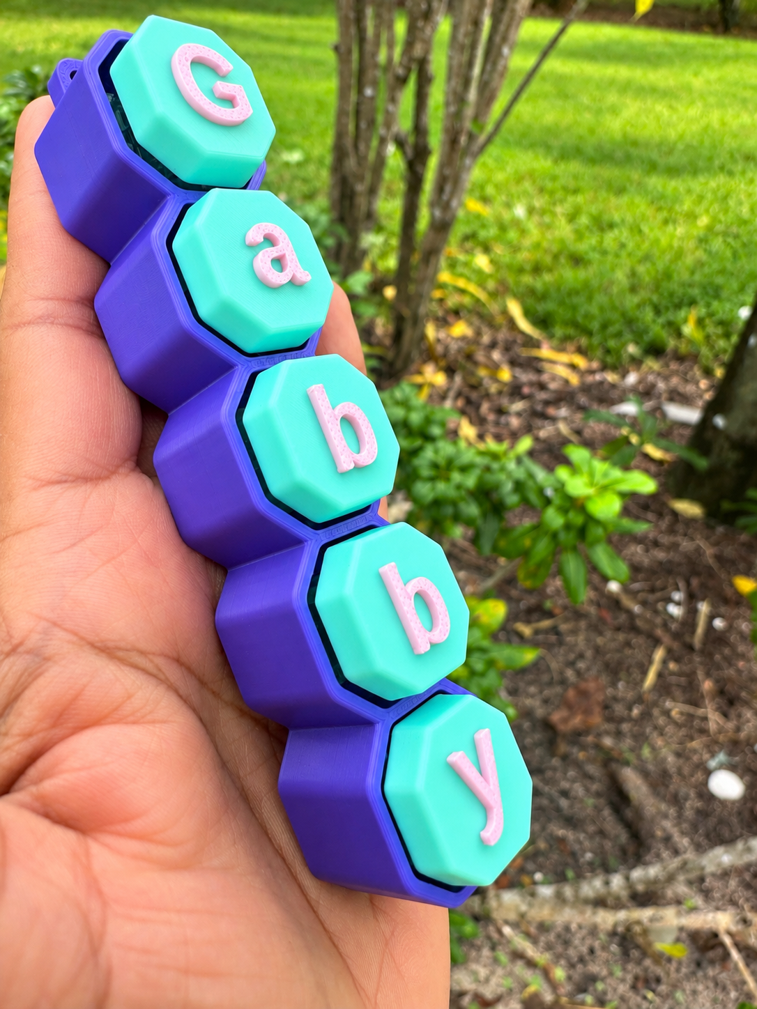 Personalized Hexagon Name Fidget Keychain (1 letter- 5)