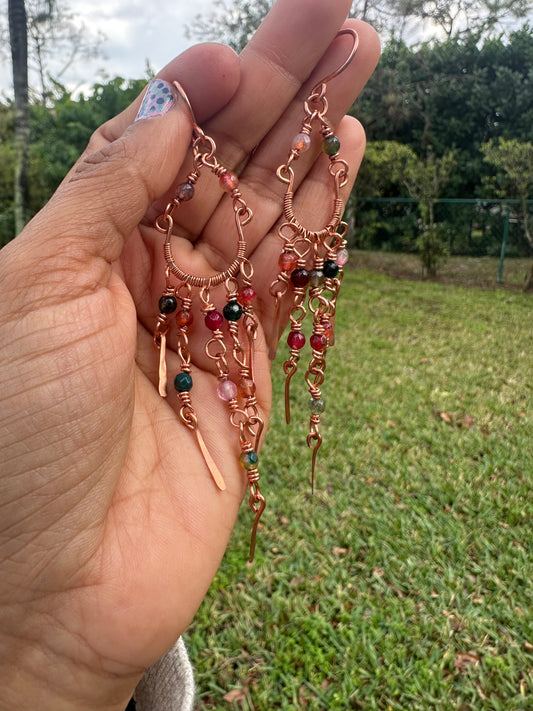 Copper Chandelier/ Fringe Dangles Earrings