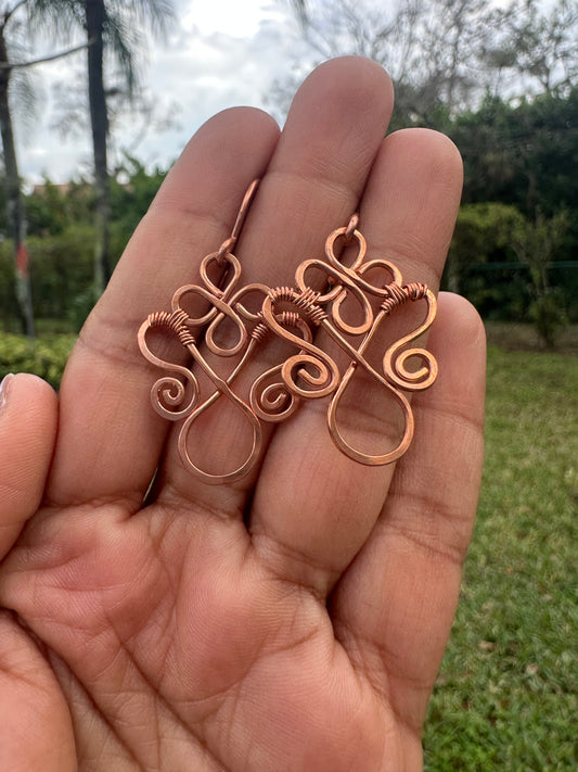 Copper butterfly swirl earrings