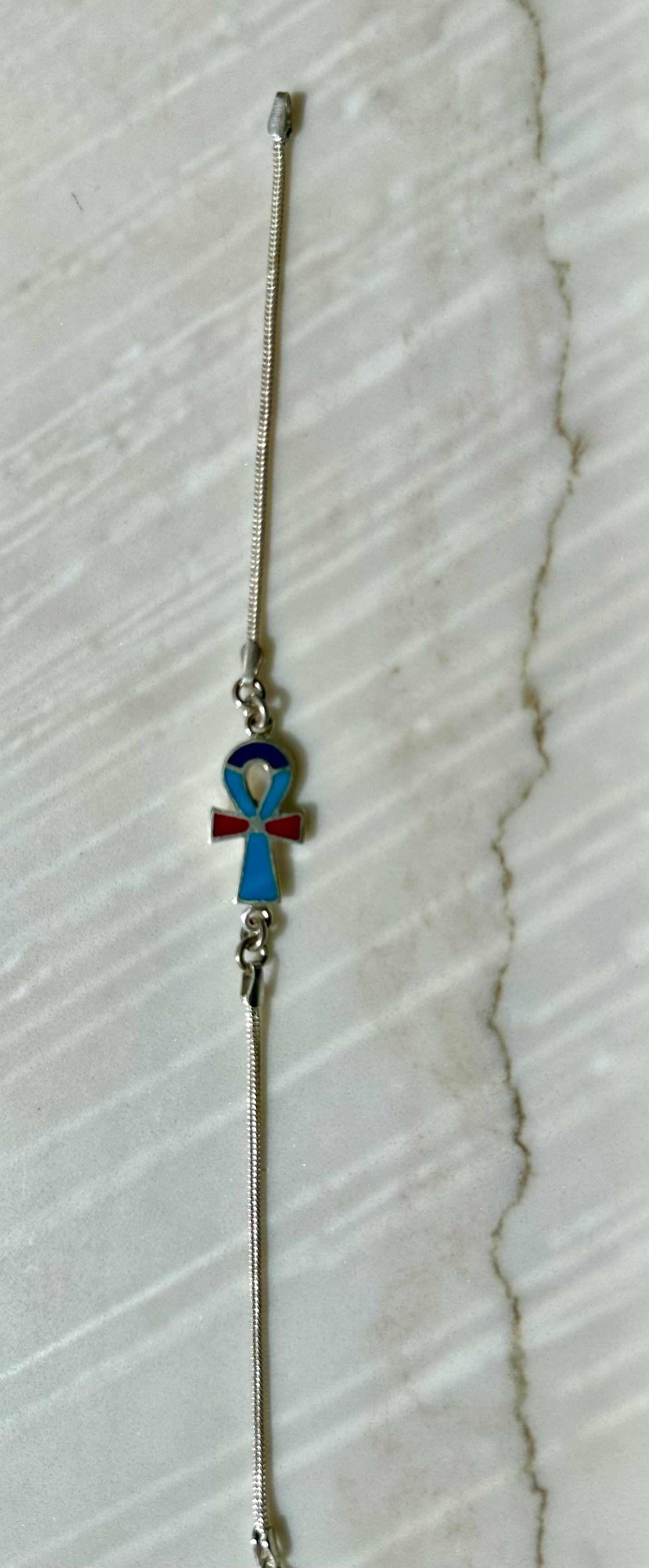 Ankh bracelet light blue small