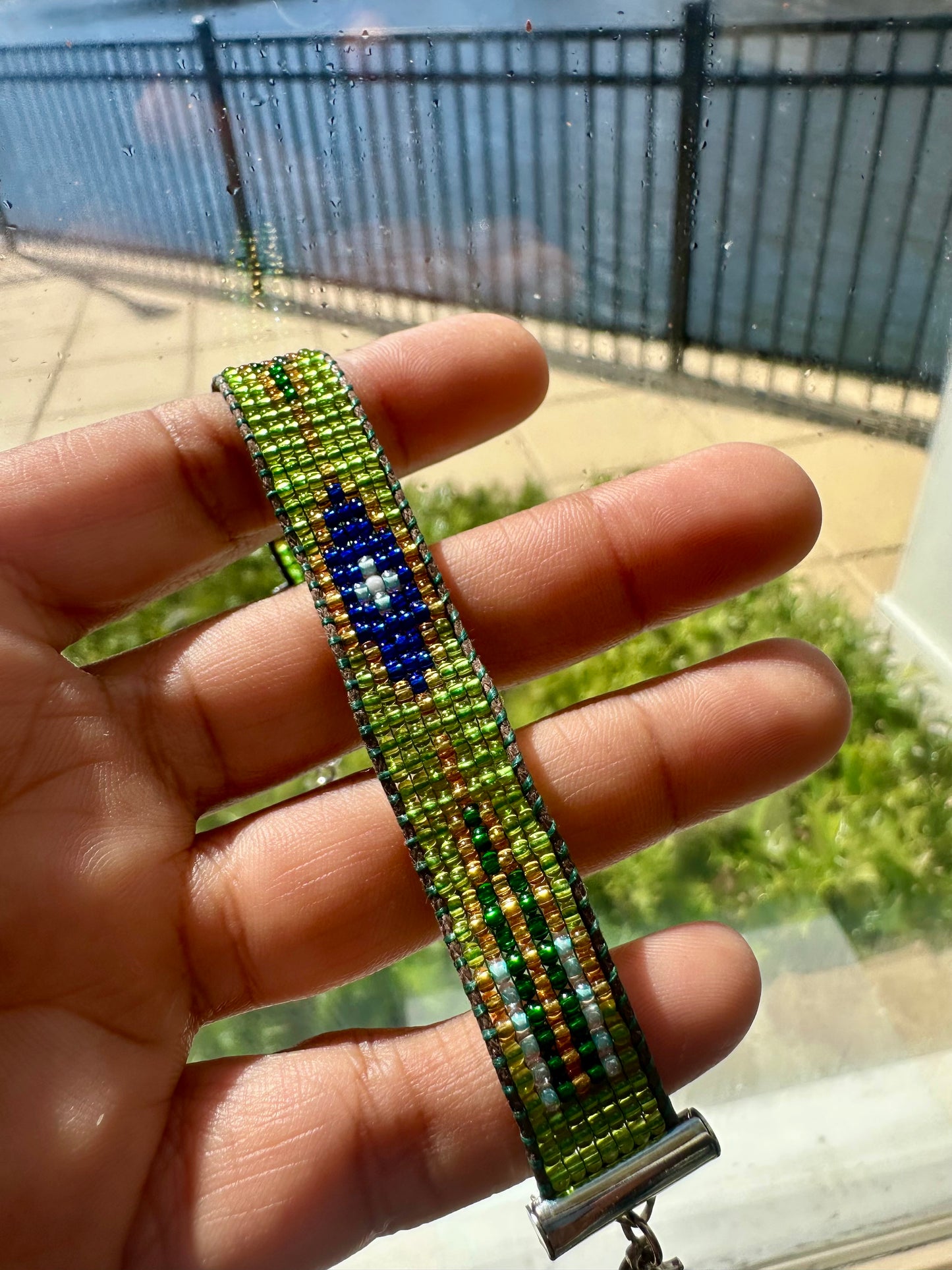 Beaded Woven Light Green Bracelet