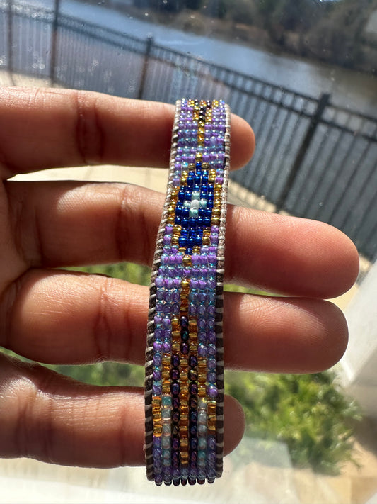 Beaded Woven Purple Bracelet