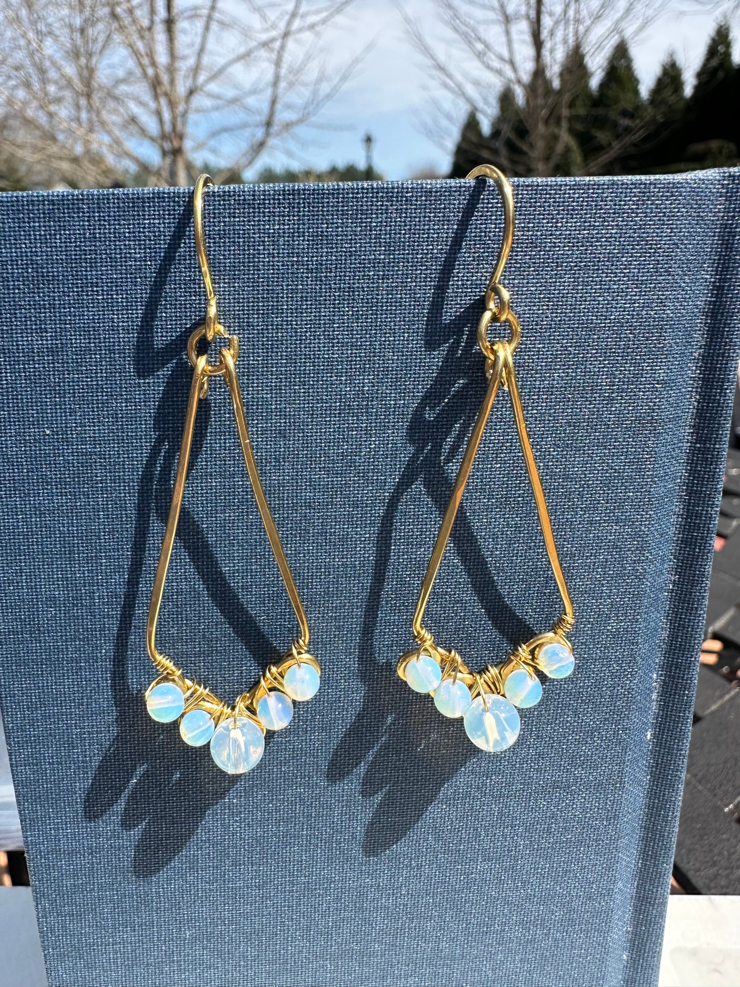 Brass Moonstone drops earrings