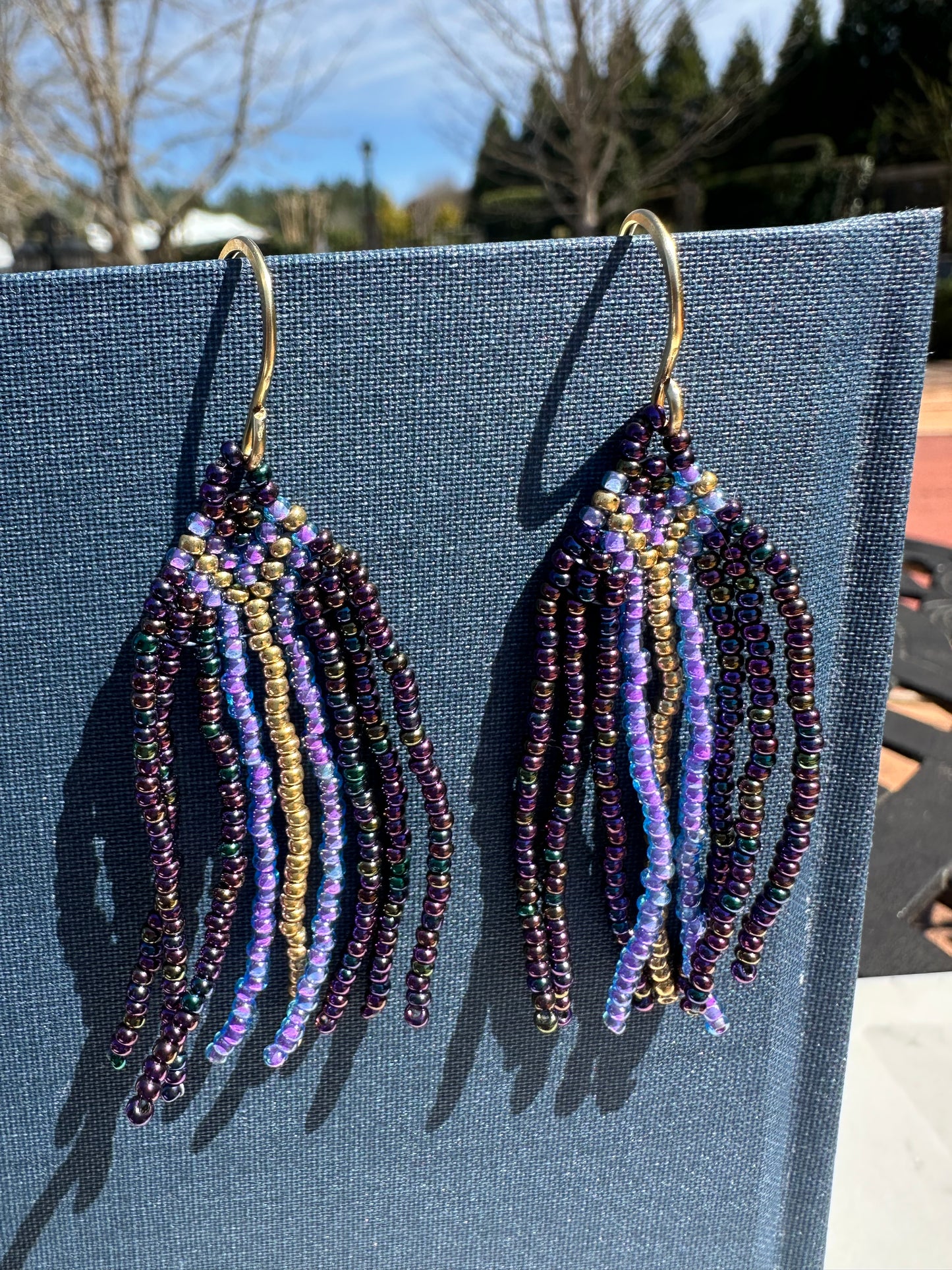 Brass+ metallic purple earrings