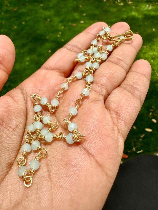Light Mint Crystal & Brass Chocker