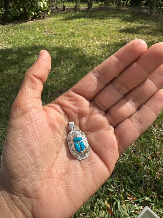 Scarab Beetle Turquoise Pendant