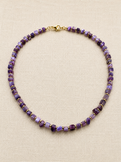 Purple Cat’s Eye & Gold Hematite Choker