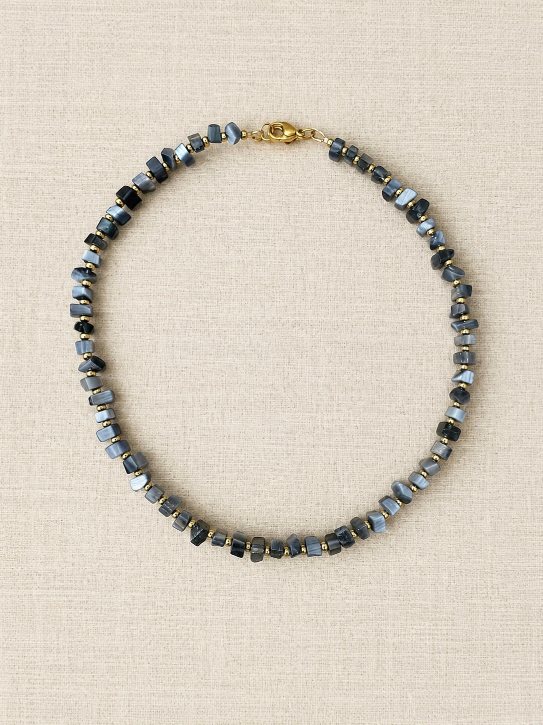 Midnight Cat’s Eye & Gold Hematite Choker