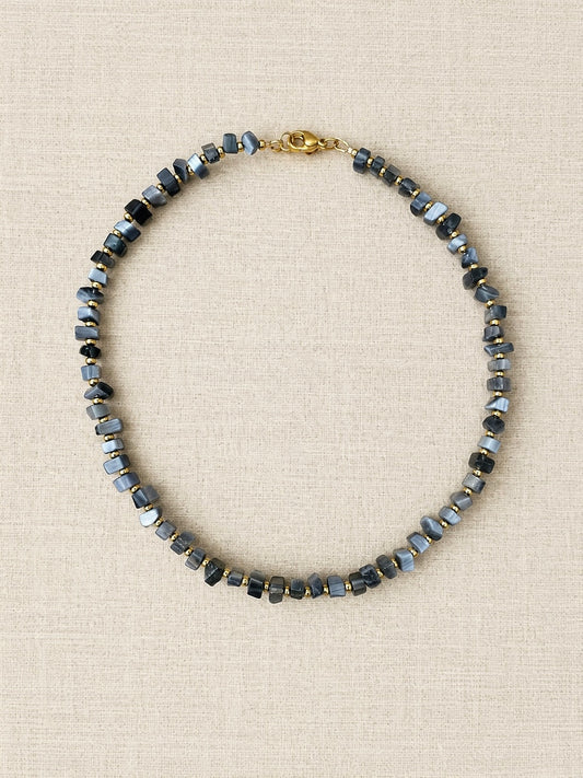 Midnight Cat’s Eye & Gold Hematite Choker