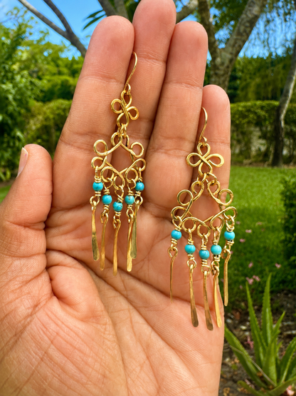Golden Turquoise Breeze Earrings