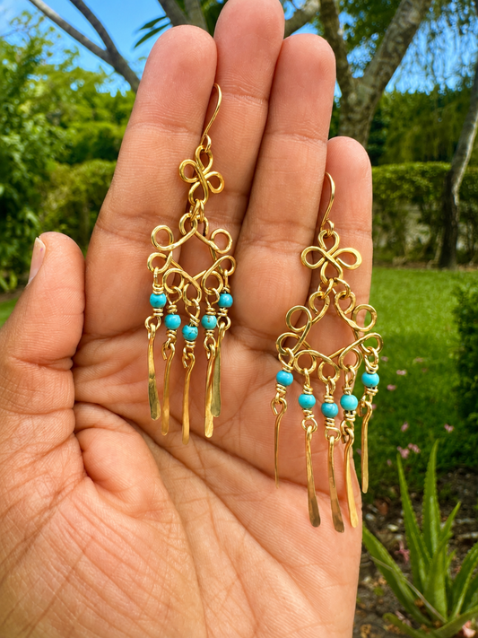 Golden Turquoise Breeze Earrings
