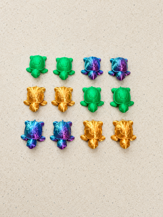 Set of 12 Mini 3D Printed Turtle Fidgets – Colorful Pocket-Sized Turtles