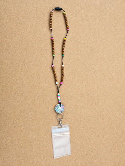 Handmade Colorful Polymer Clay & Wooden Bead Breakaway Teacher Lanyard