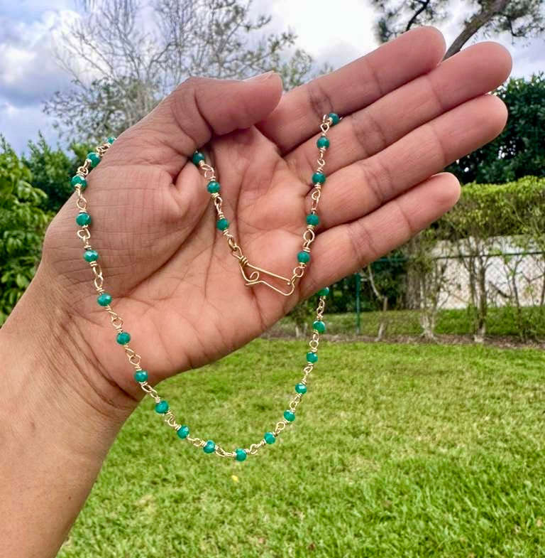 Dark Green Crystal & Brass Chocker