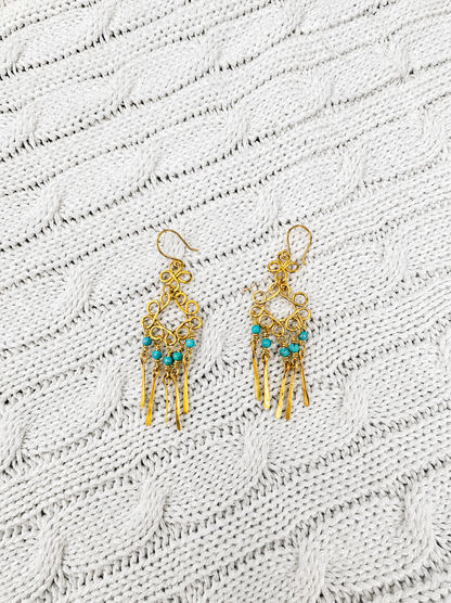 Golden Turquoise Breeze Earrings
