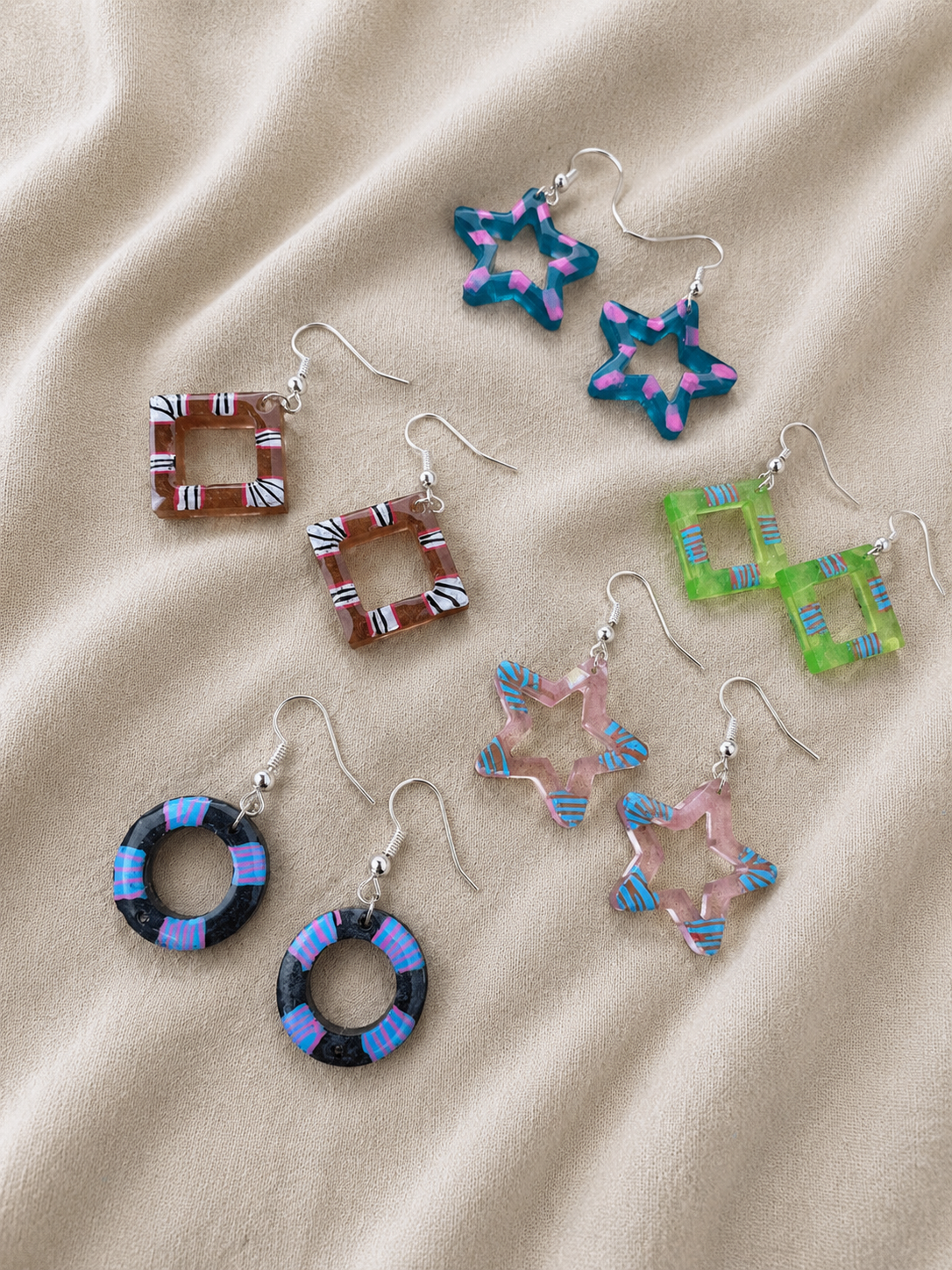 5 pairs for $10 Random Handmade Resin Earrings