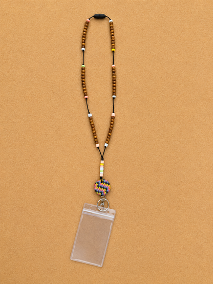 Handmade Woven Polymer Clay Teacher ID Badge Lanyard