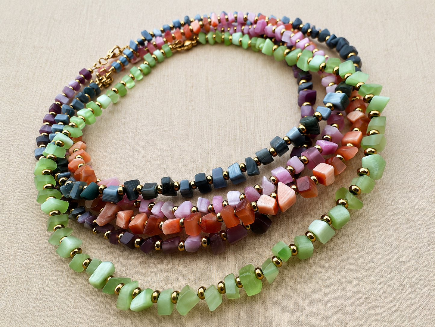 Midnight Cat’s Eye & Gold Hematite Choker