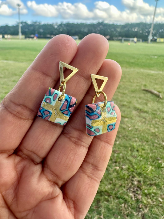 Square Mosaic Polymer Clay Earrings