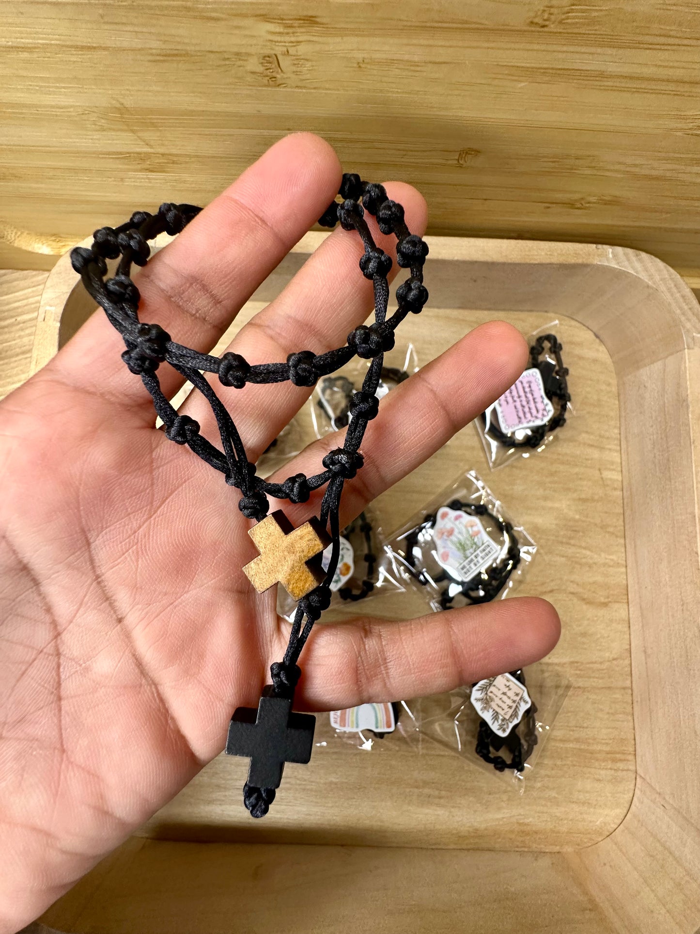 10 for $10 Black Faith Knot Cross Bracelet – Handmade Adjustable Christian Bracelet for
