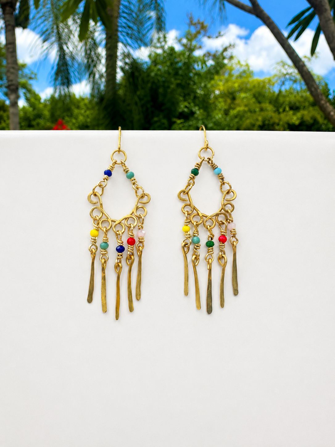 Golden Mosaic Fringe Earrings