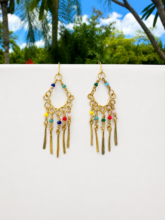 Golden Mosaic Fringe Earrings