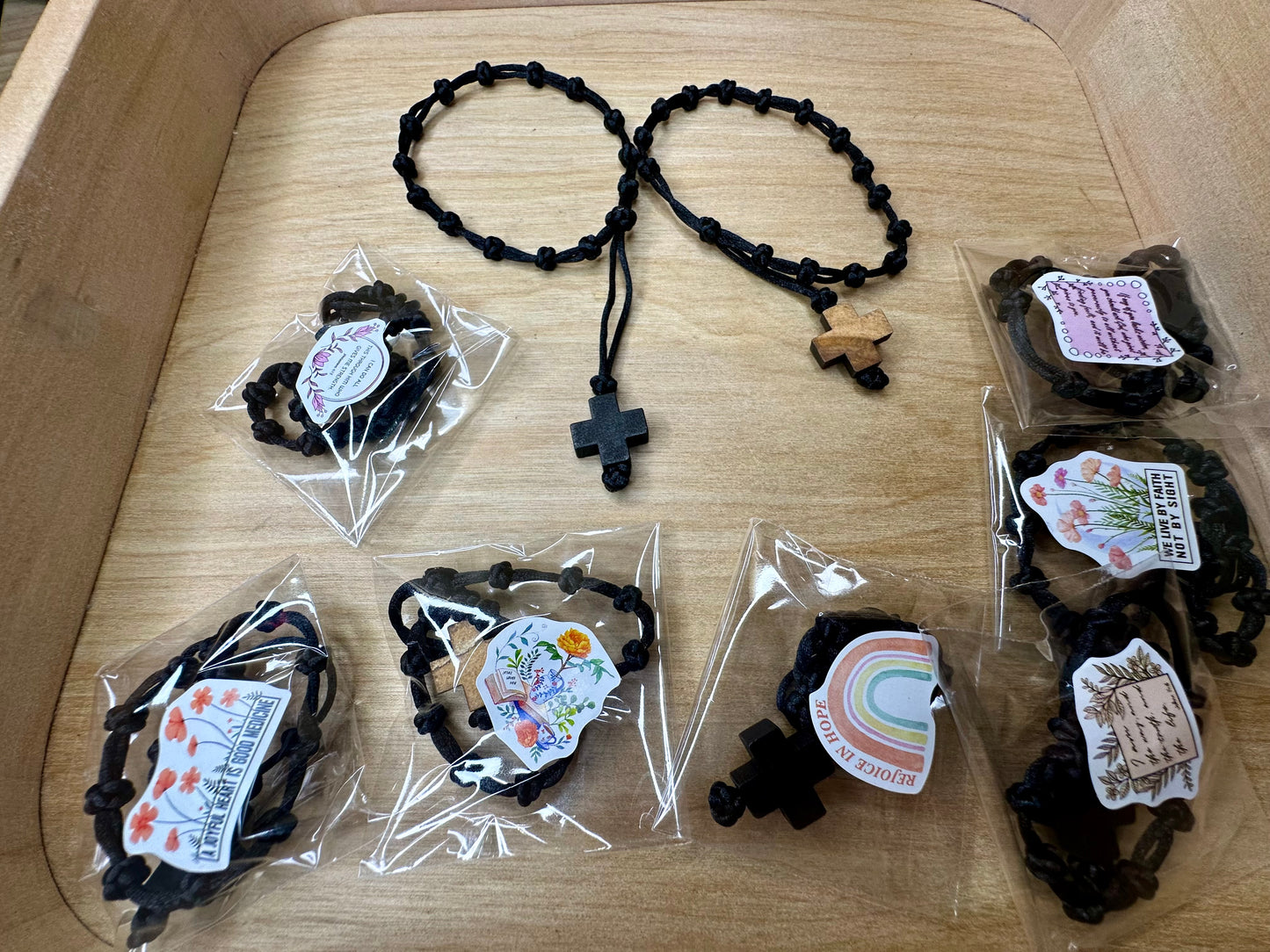 10 for $10 Black Faith Knot Cross Bracelet – Handmade Adjustable Christian Bracelet for