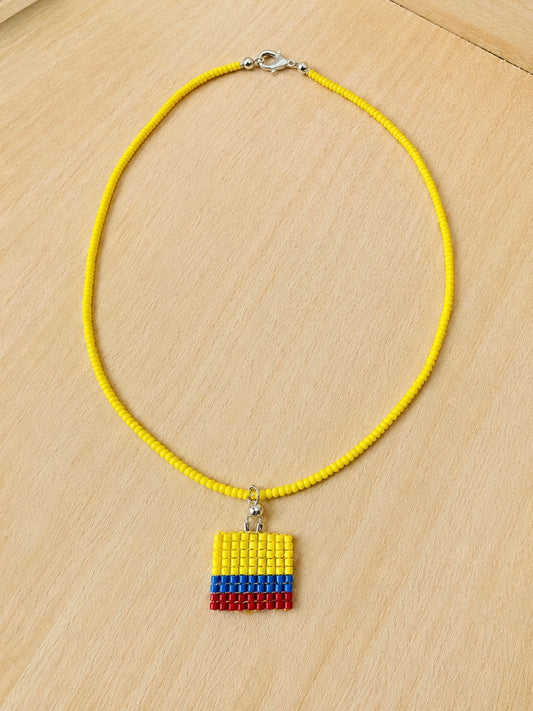 Colombian Flag Seed Bead Necklace