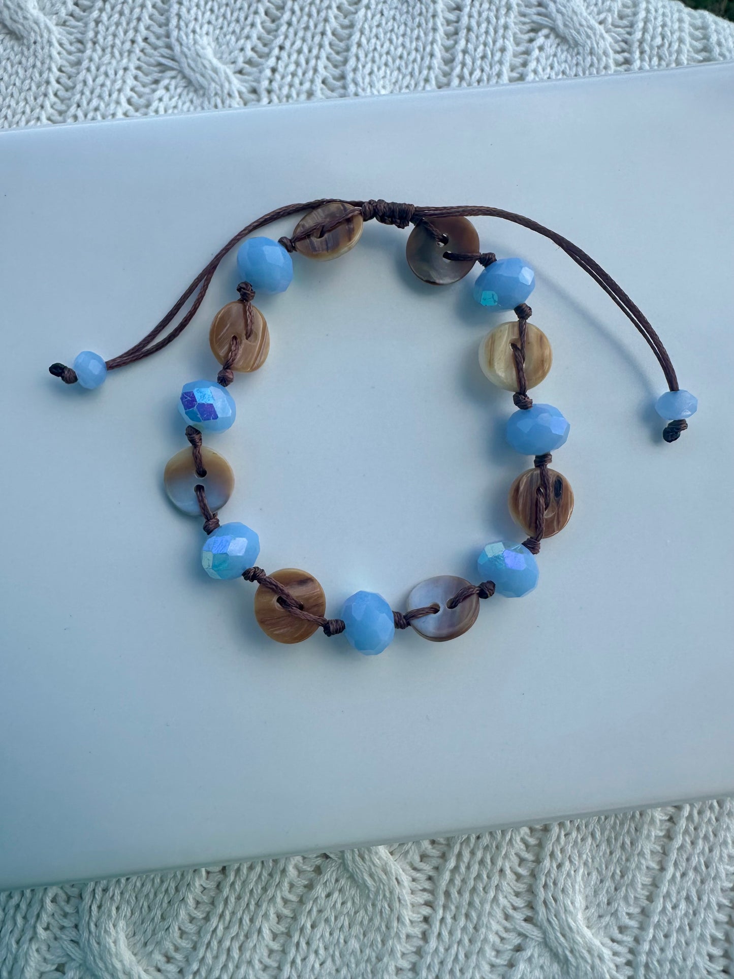 Ocean Breeze Adjustable Beaded Bracelet