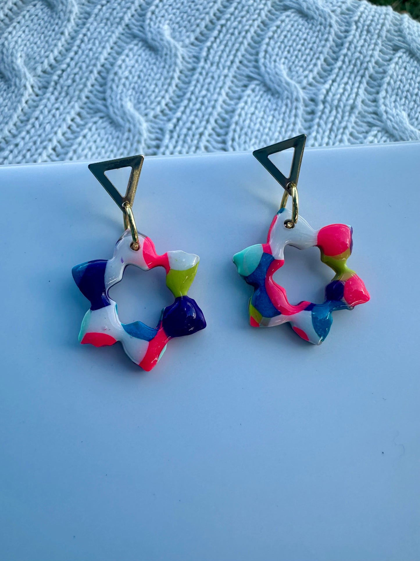 Colorful star earrings