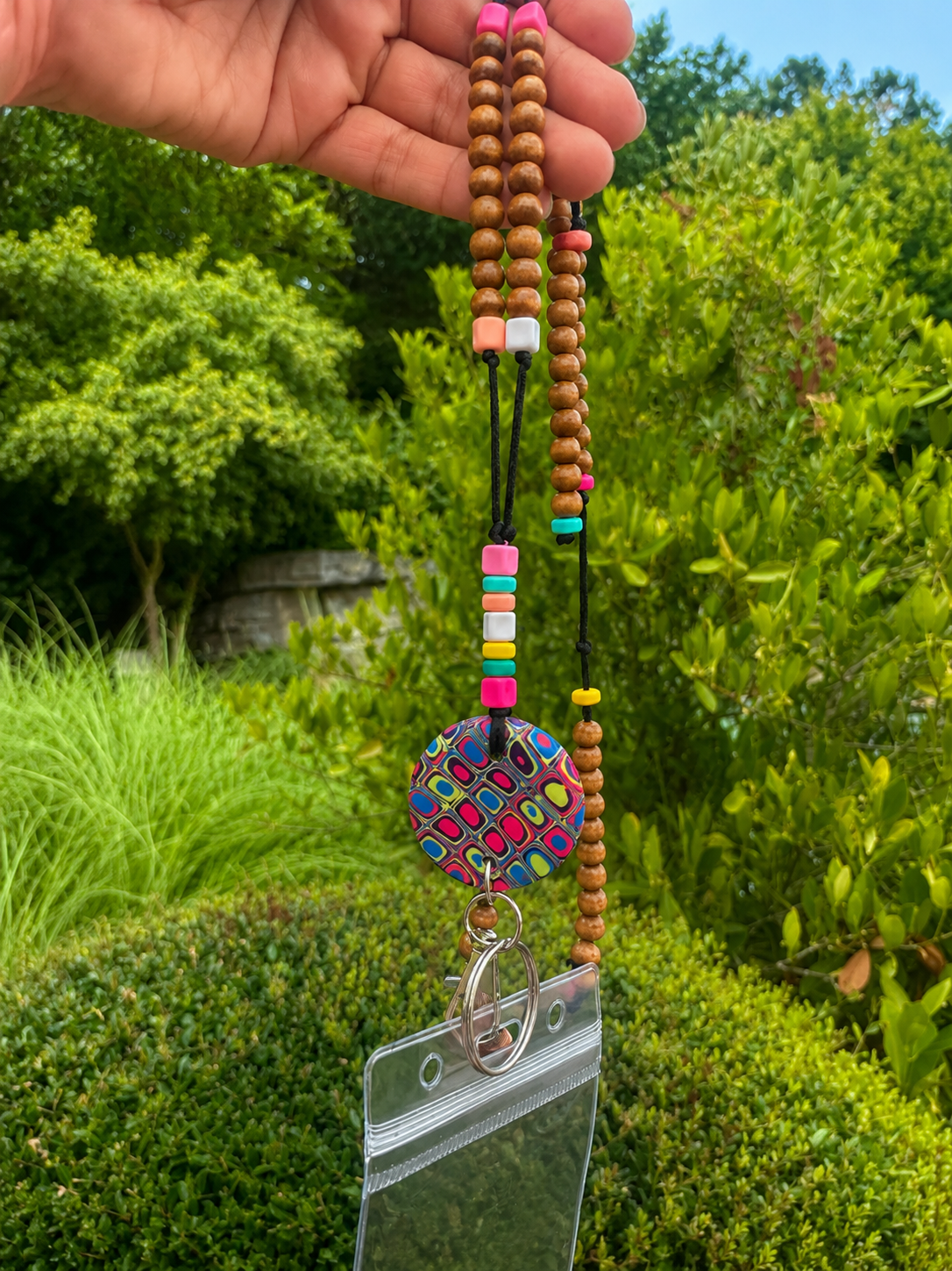 Handmade Color Mosaic Polymer Clay Teacher Lanyard