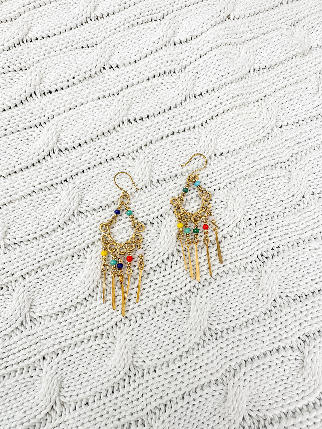 Golden Mosaic Fringe Earrings