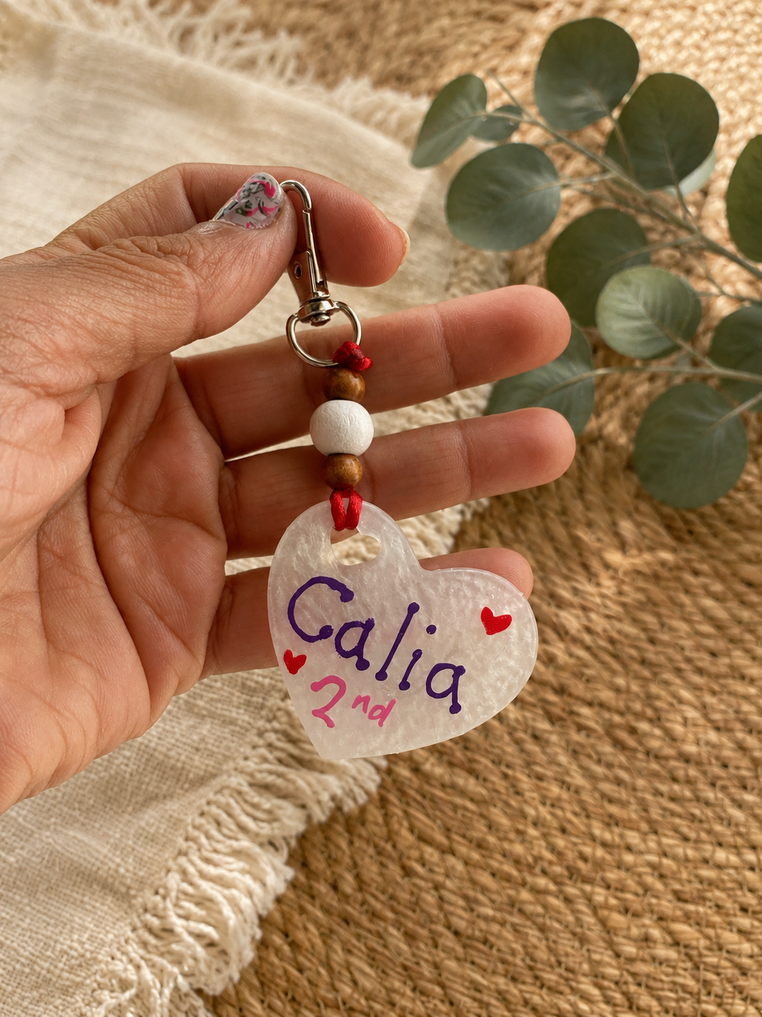 $5 each..🩷Personalized Resin Heart Keychains🩷