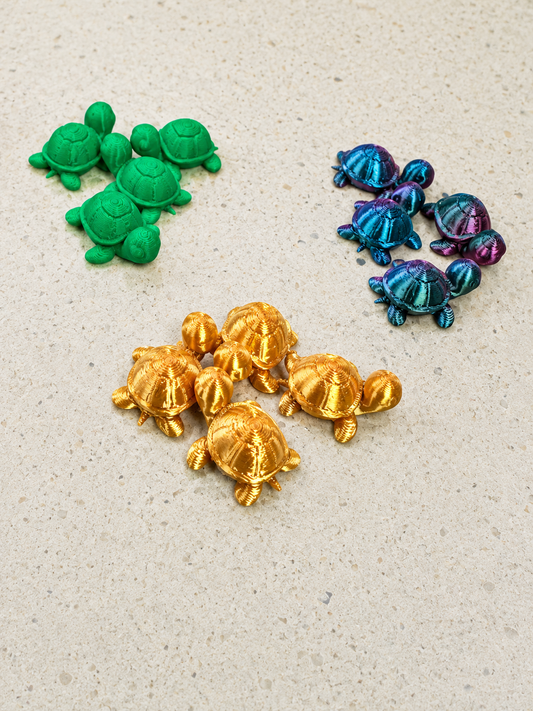Set of 12 Mini 3D Printed Turtle Fidgets – Colorful Pocket-Sized Turtles