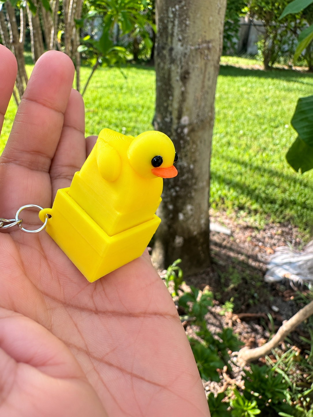Cute Yellow Duck 3D Printed Clicker Keychain