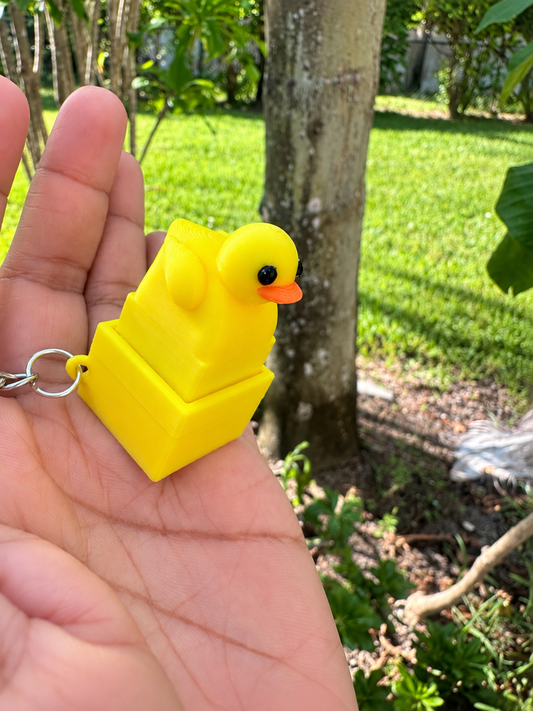 Cute Yellow Duck 3D Printed Clicker Keychain