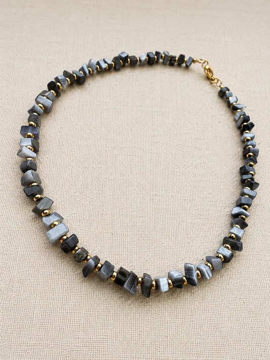 Midnight Cat’s Eye & Gold Hematite Choker