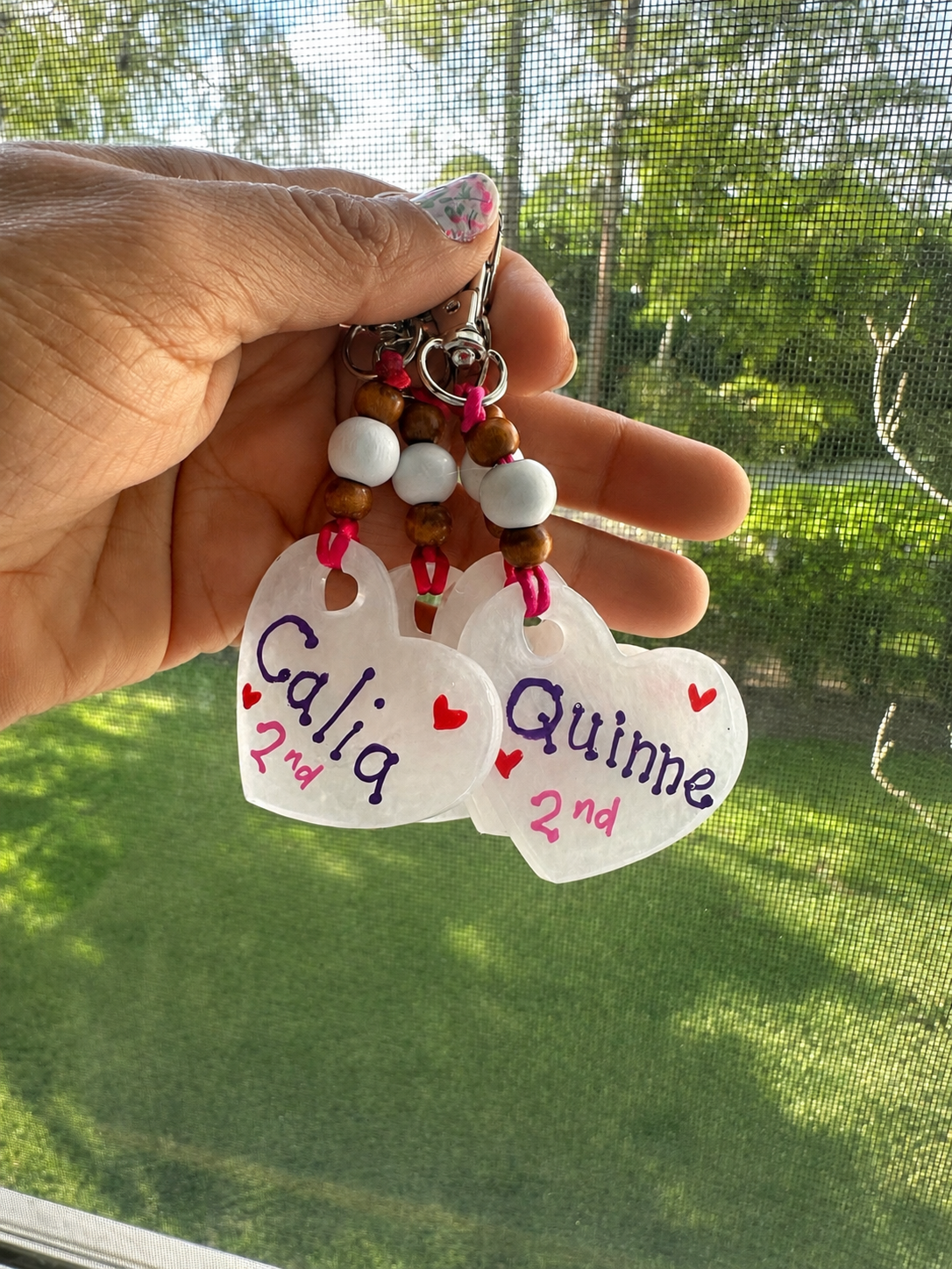 $5 each..🩷Personalized Resin Heart Keychains🩷