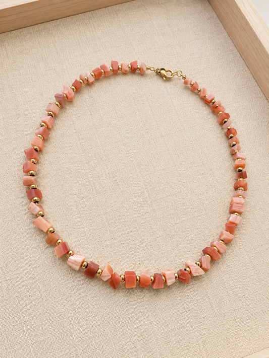Orange Cat’s Eye & Gold Hematite Choker